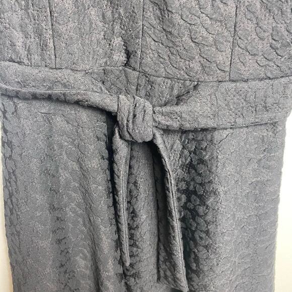 ANTHROPOLOGIE HUTCH DRESS S BLACK TEXTURED LONG SLEEVE MINI BELTED FIT & FLARE - Picture 9 of 10